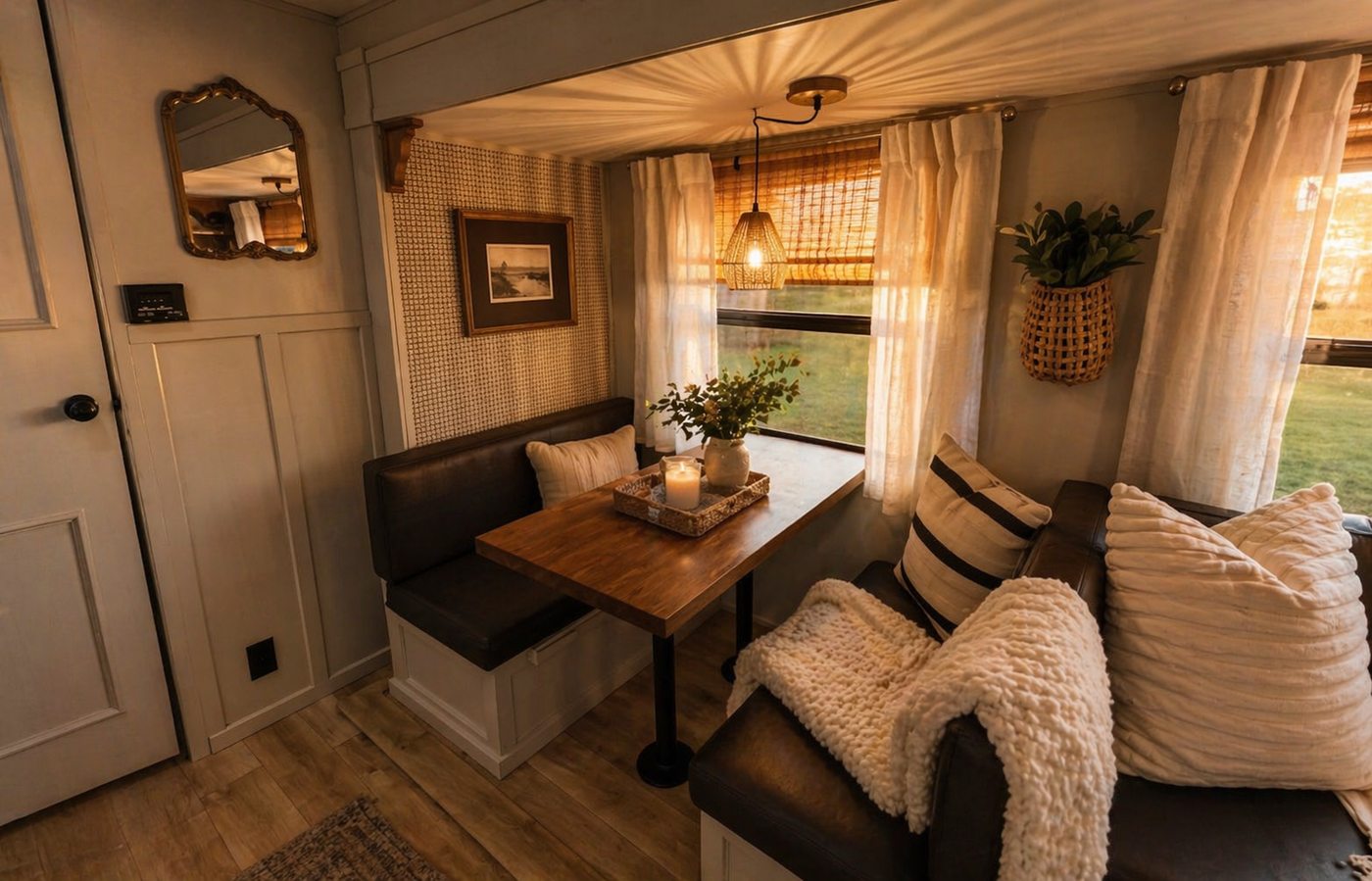 Dinette nook in warm evening light